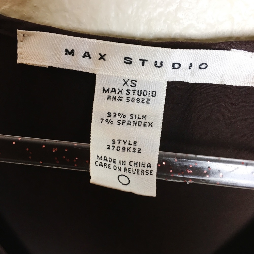 Max Studio Silk Sleeveless Brown Dressy Top Sz XS - Picture 4 of 8